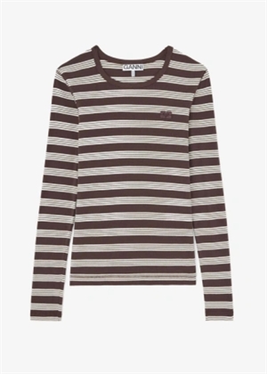 Soft cotton rib longsleeve stripe bluse Mole A1050194 Ganni 